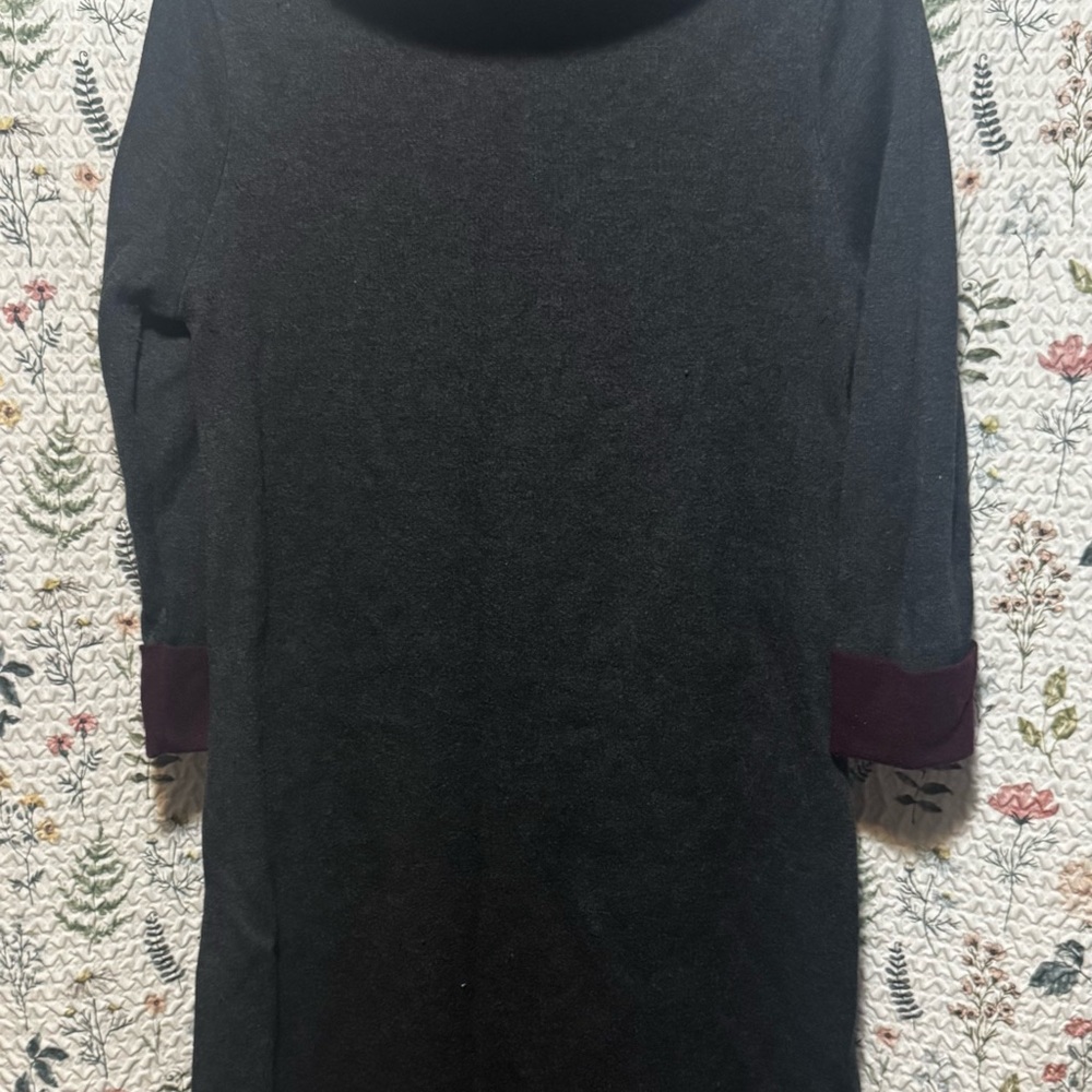Adrienne Vittadini Burgundy and Grey Knit Dress